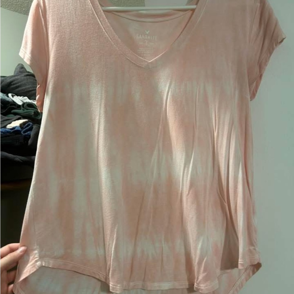 American Eagle Outfitters Pink Tie-Dye Short Sleeve Tee
